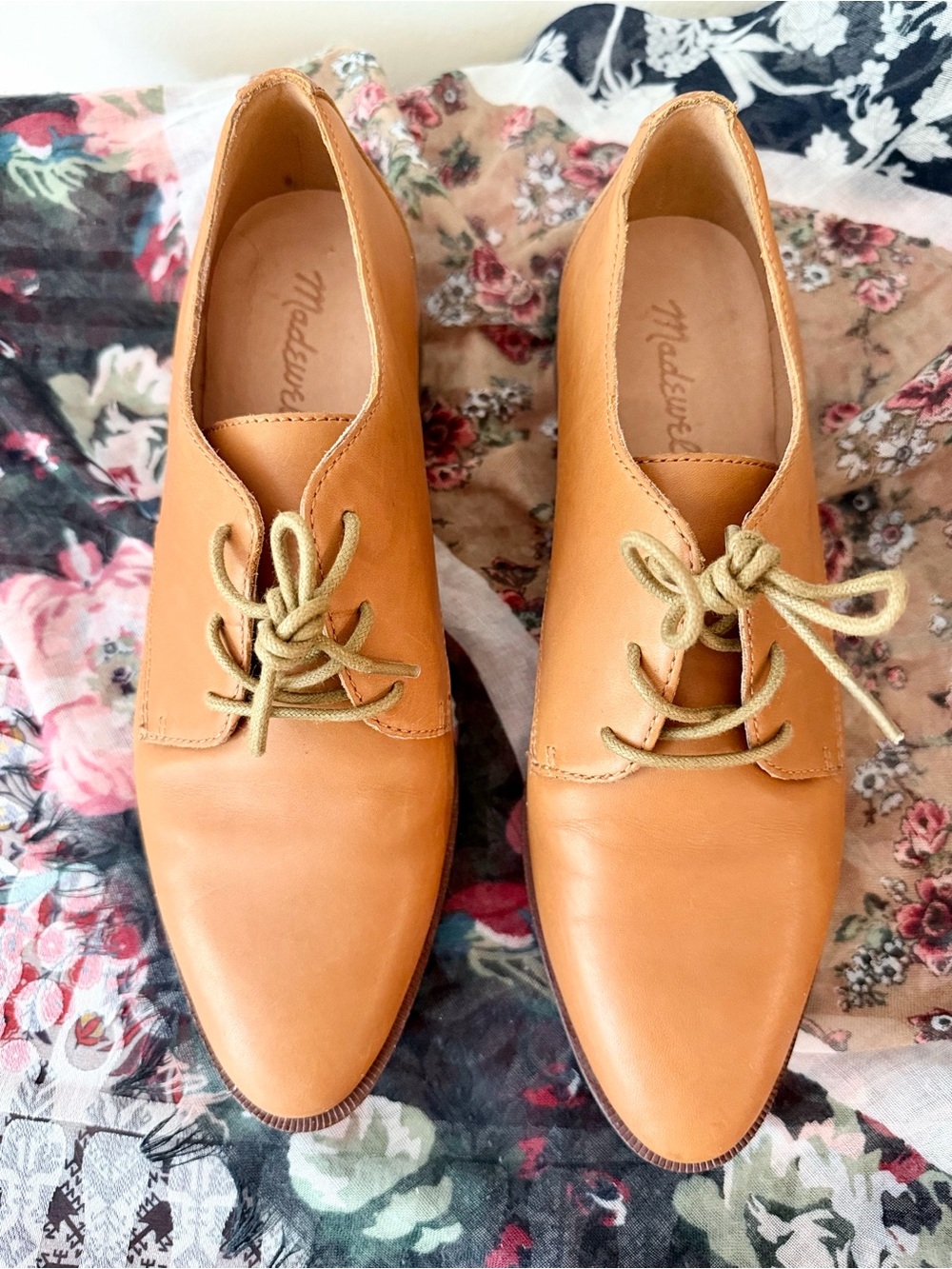 Madewell Cognac Leather Derby Oxfords Lace Up Shoes